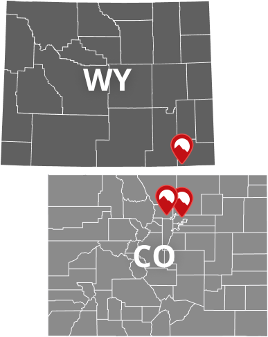 Wyoming and Colorado map vector