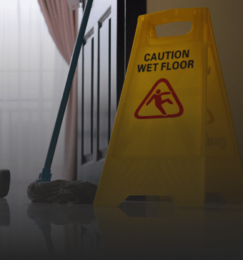 A wet caution sign