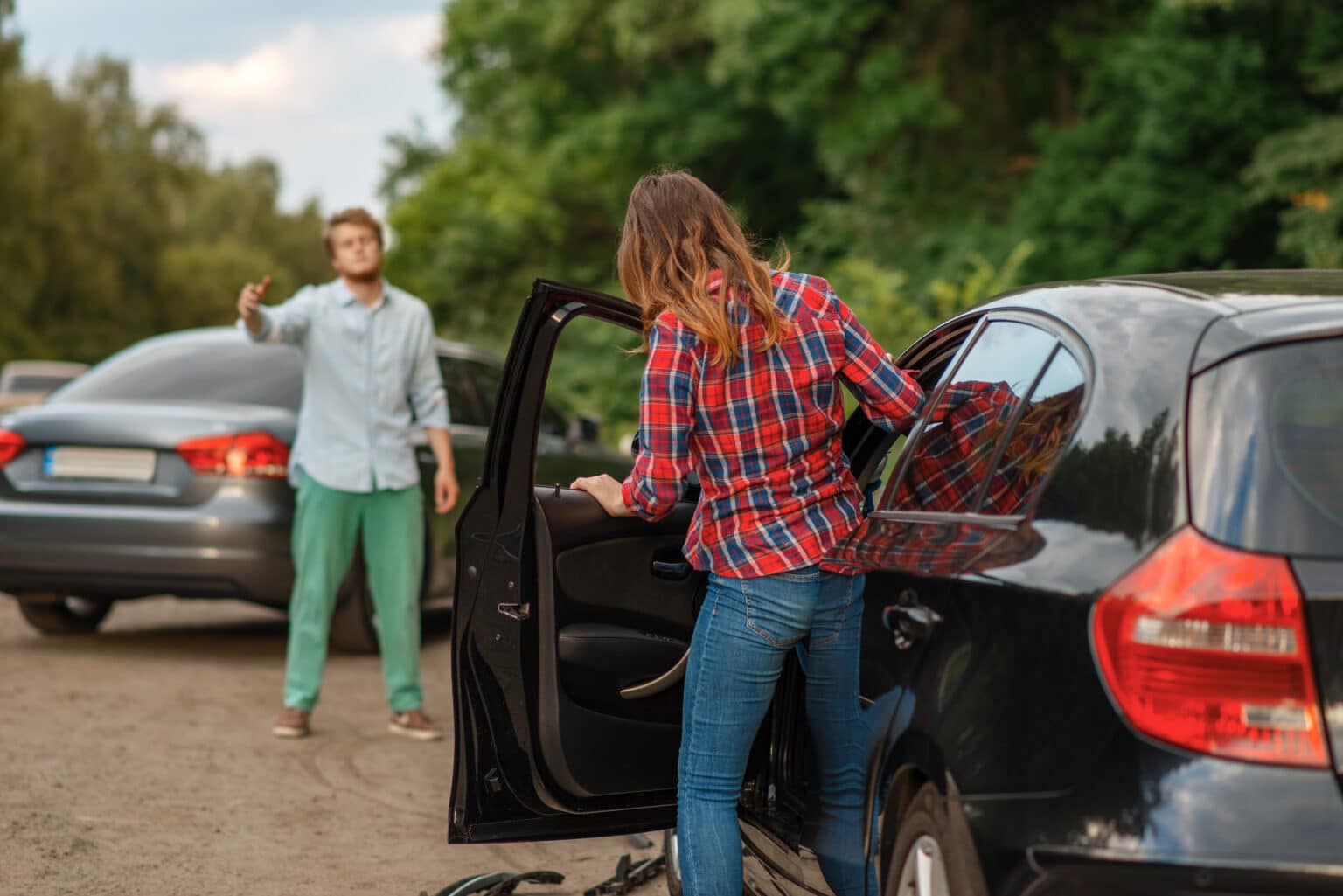 people fighting over accident fault