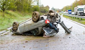 car flipped around after car accident