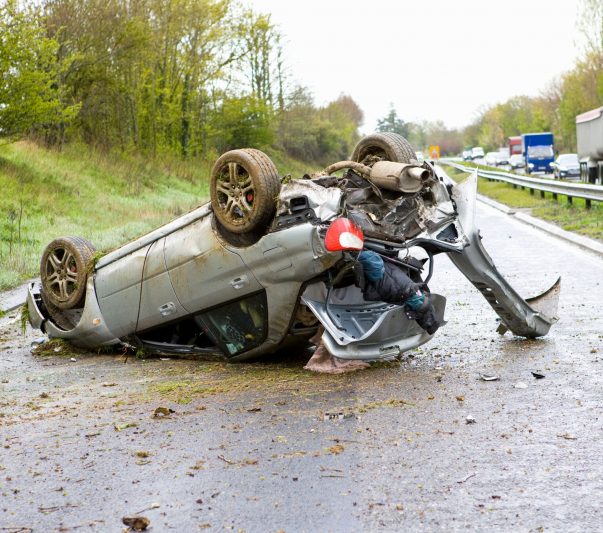 car flipped around after car accident