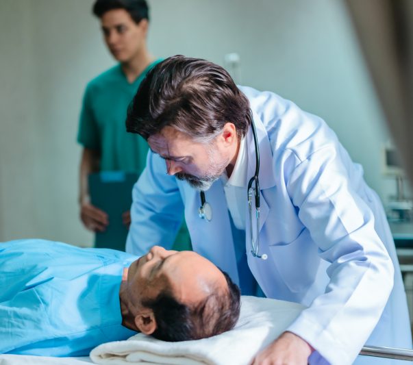 doctor with patient at emergency room