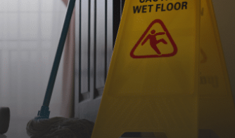 A wet caution sign