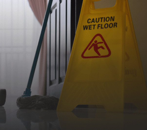 A wet caution sign