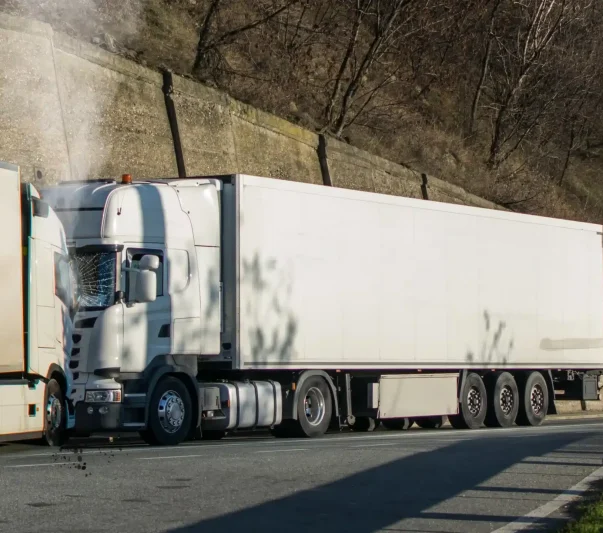 Two trucks collided with each other